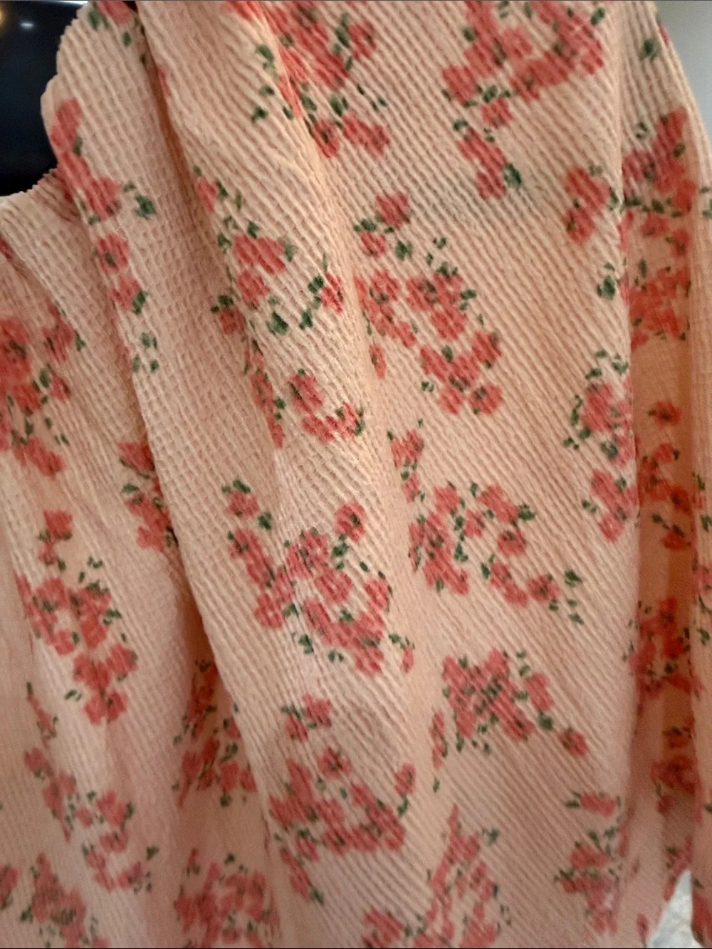 LOFT Blush Pink Floral Square-Neck Peasant Blouse